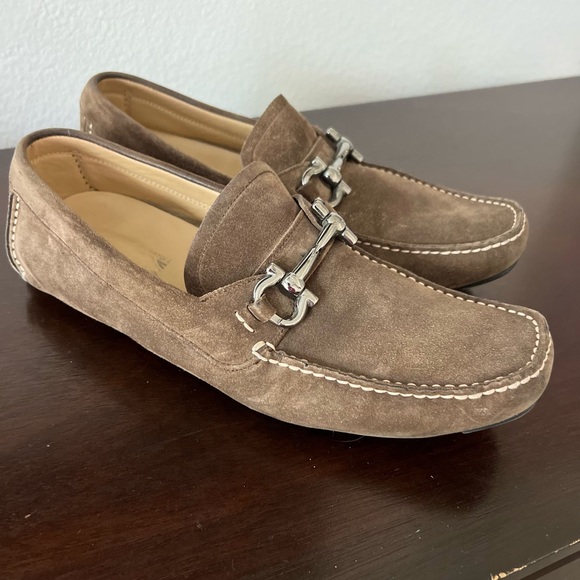 Salvatore Ferragamo Men’s Suede Bit Loafers Brown Size 7.5